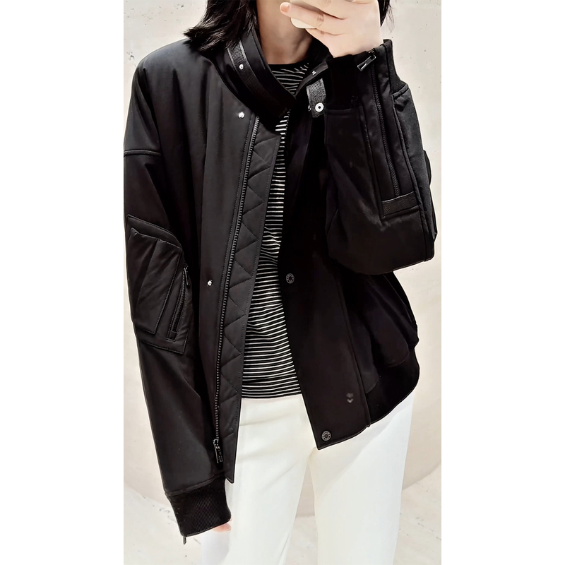 Rongmei~ Outdoor Baseball Jacket [Same Style as H Brand/4-Way Stretch Waterproof Material] Lightweight and Warm/Wool for Cold Weather Bomber