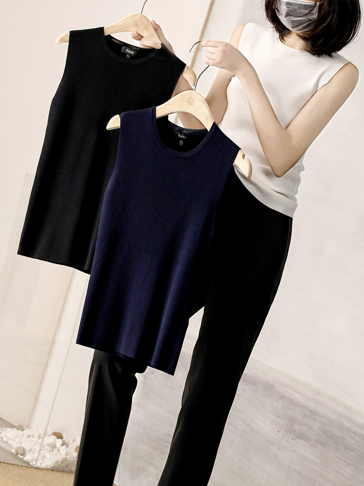 Rongmei (ZZ0312193)Japan imported ace base round neck high fit wild knitted vest