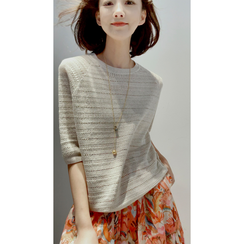 *He Tong Style~ Non-Dyed Series [Linen + Mulberry Silk/Hand-Crocheted Feel/Hollowed Out with Perforations] 26 New/Static Luxury Style
