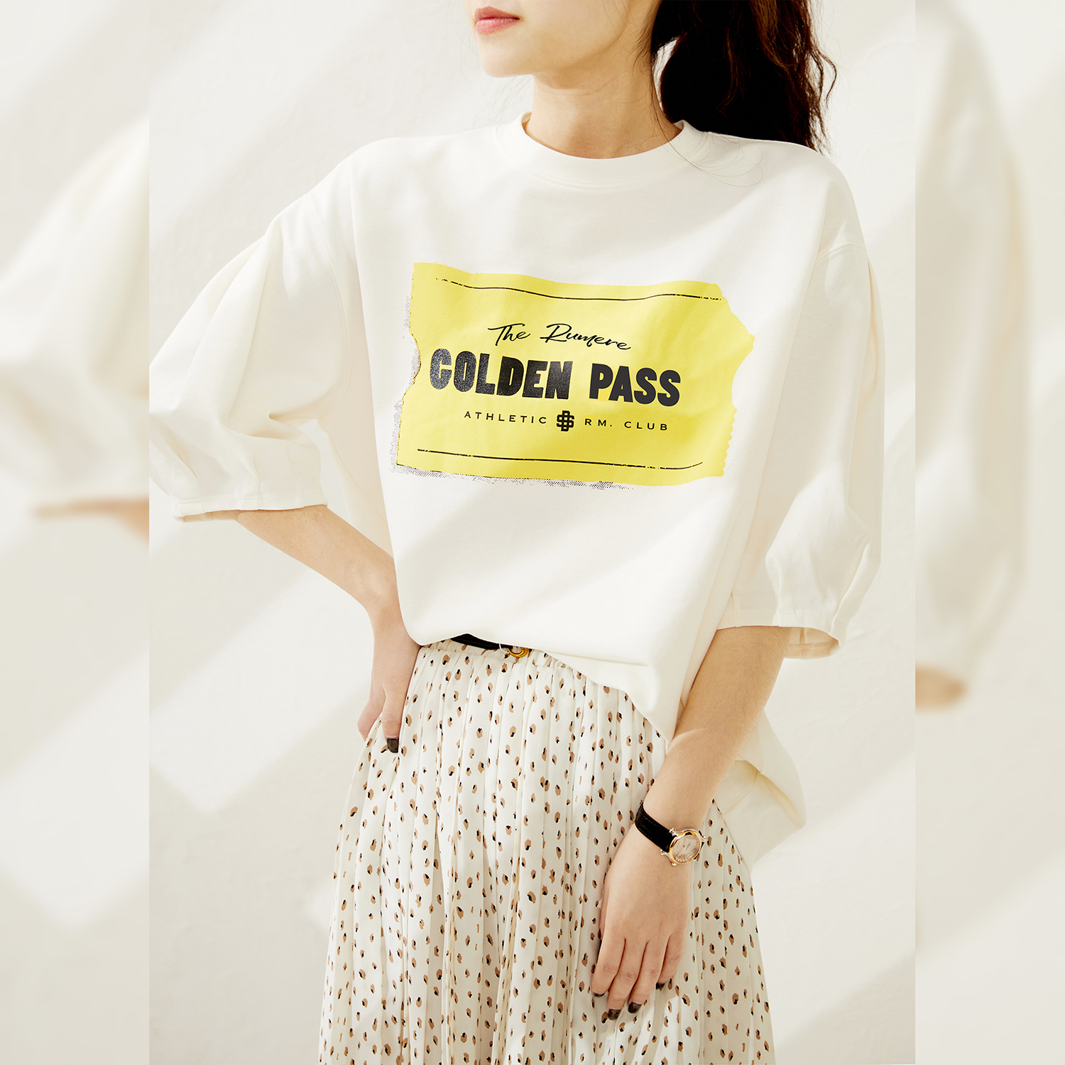 Jung Mei (TX0221357) 22 Spring Don't To Design Bubble sleeves More With a texture Three acetate T-shirt Knocks on the ShuShow