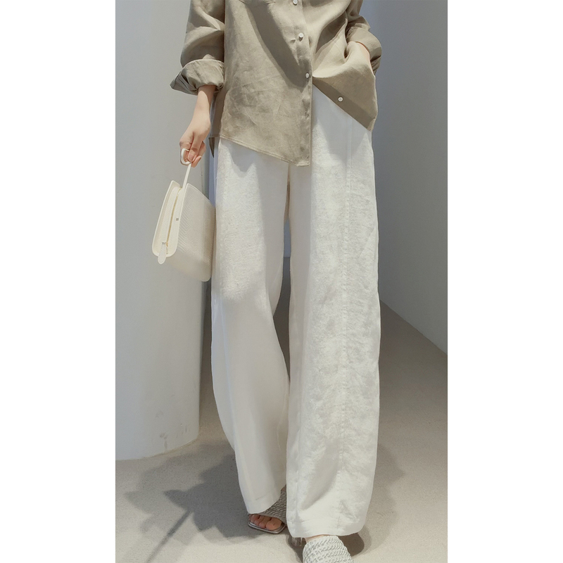 Rongmei Free Hemp Pants | Machine Washable | Impermeable | High-Weight, Cool-Feeling Hemp Pants with Drapey Wide-Leg Trousers