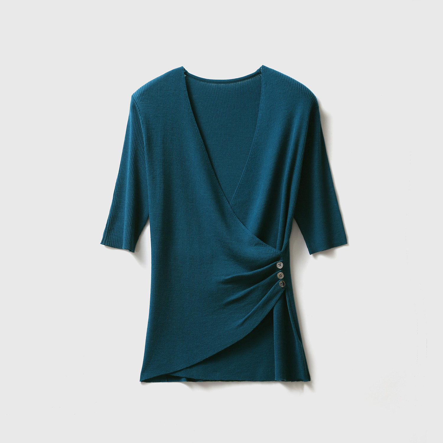 (ZZ0224708)Strong player 120's16 needle Yangtze yarn wrap-type mid-sleeve knitted sweater