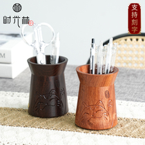 Time Forest丨Solid wood pen holder office desktop ornaments antique creative simple design study pen barrel customization