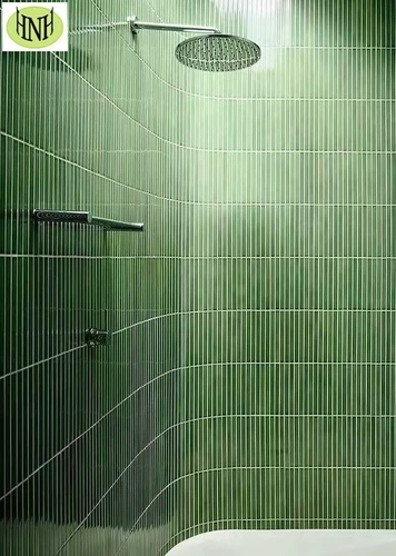 Длинная полоса бетонная керамическая мозаика зеленая ледяная трещина