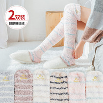 Coral Suede Socks Children Over Knee Socks Home Sleep Socks Glint Thickened Postnatal Month Socks High Silo Flooring Socks Stockings Socks