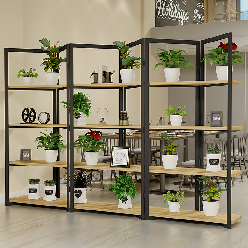 Wrought iron partition shelf Office industrial wind partition decoration living room bedroom modern simple screen bookshelf
