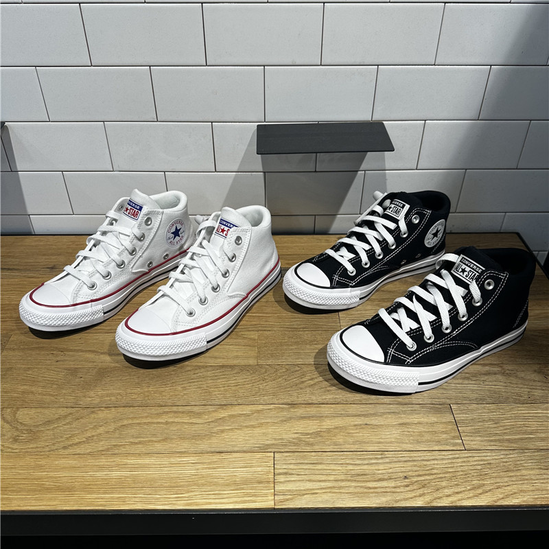 Converse Malden Street Classic Men's and Women's Black and White Mid-Top Canvas Shoes A00811C