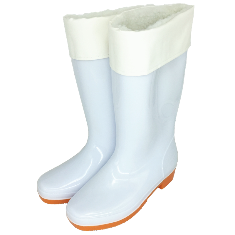 Warm plus velvet plus cotton winter women's food boots white high-top rain boots rain boots labor insurance non-slip wear-resistant beef tendon bottom water shoes