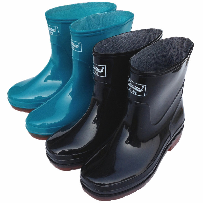 Three Resistant Low Cylinder Middle Cylinder Rain Boots Rain Shoes Non-slip Bull Fascia Bottom Labor of Acid Acid Rain Shoes Glue Shoes Water Shoes
