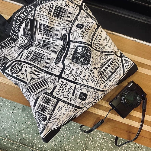 Британская библиотека лондонская карта иллюстрация Canvas Bag Британская библиотека импортная сумка для плеча