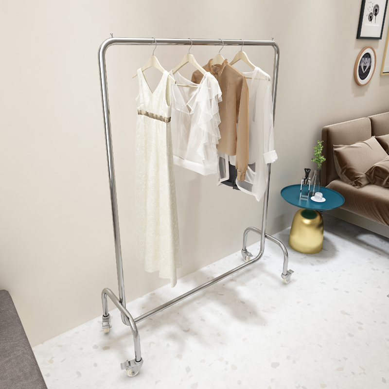 Minimalist modern clothes hanger floor bedroom home hanging clothes hanger ins interie cloakhat rack with wheels removable shelf