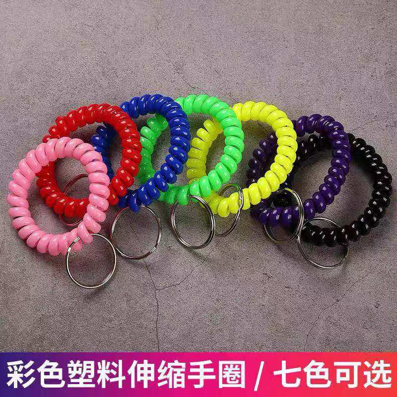 Sauna hand ring bathroom number coil card key buckle plastic spring hand ring swimming storage telescopic bracelet
