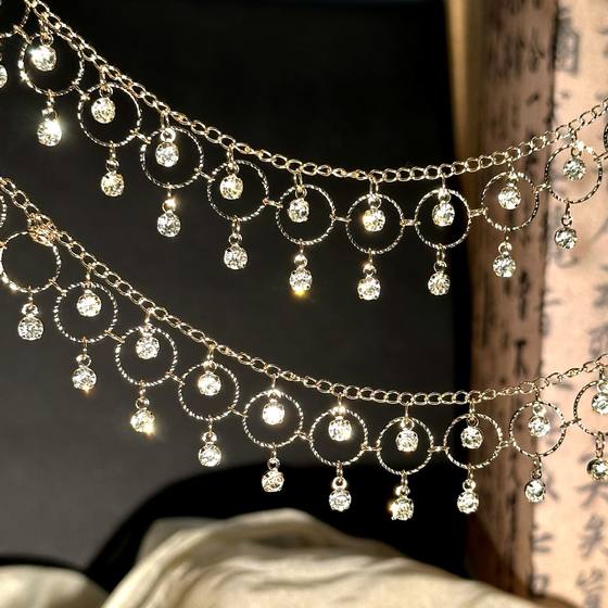 DIY手工服装鞋包辅料铜链条流苏彩色锆石排须链饰品挂坠链材料