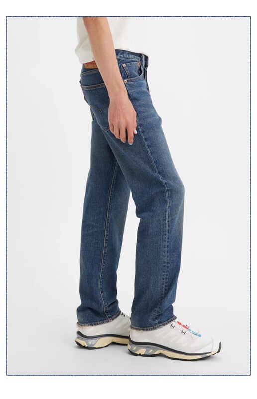 501 New Model L Spring and Autumn Men's Vintage Blue Jeans Classic Slim Straight Fit High-Waisted Stretch New Fabric