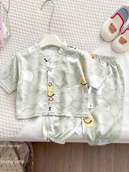 Children's Home Clothes Cotton Silk Set Summer Boys and Girls Pajamas Artificial Cotton Two-Piece Set Breathable Cotton Silk Air-Conditioned Clothing — 5