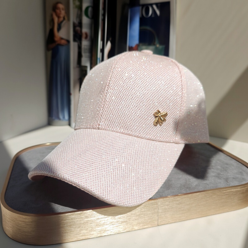 Korean-Style Little Bee Sequin Fashion Versatile Street Hard-Brimmed Baseball Cap Outdoor Elegant Pink Sun Hat