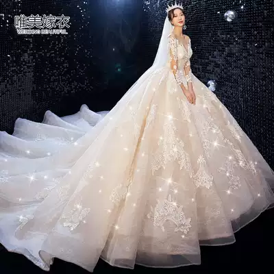 Wedding dress 2021 New temperament Bride wedding small man high-end atmosphere luxury tailing