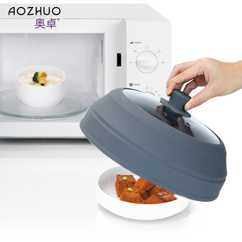 Glass Silicone Microwave Oven Interior Heating Lid Container High Temperature Resistant Oil Splash Pan Preservation Hood Meals Special Dish Lid
