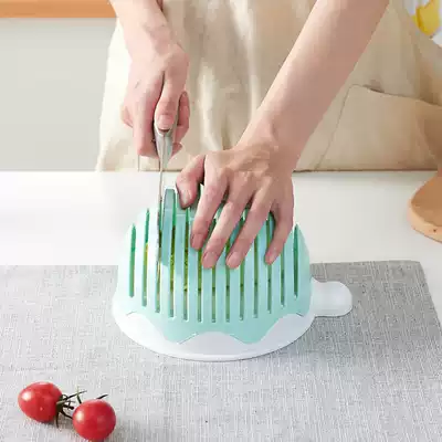 Shake sound The same salad cutting bowl Multi-function cutting fruit and vegetable split vegetable cutter Cutting salad artifact with lid