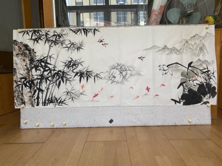 Graphite Edge Hand-painted Bamboo Living Room Decoration Painting Country Painting Ink ink bamboo painting hanging painting Bamboo Painting Restaurant Background Wall Mural Painting-Taobao