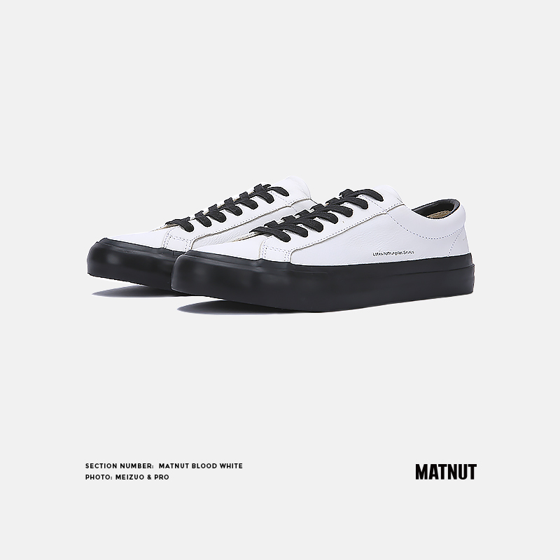 Matnut Blood White Low Top Leather Cowhide Niche Original Design Street Dance Sneakers Same Style as Wang Yibo