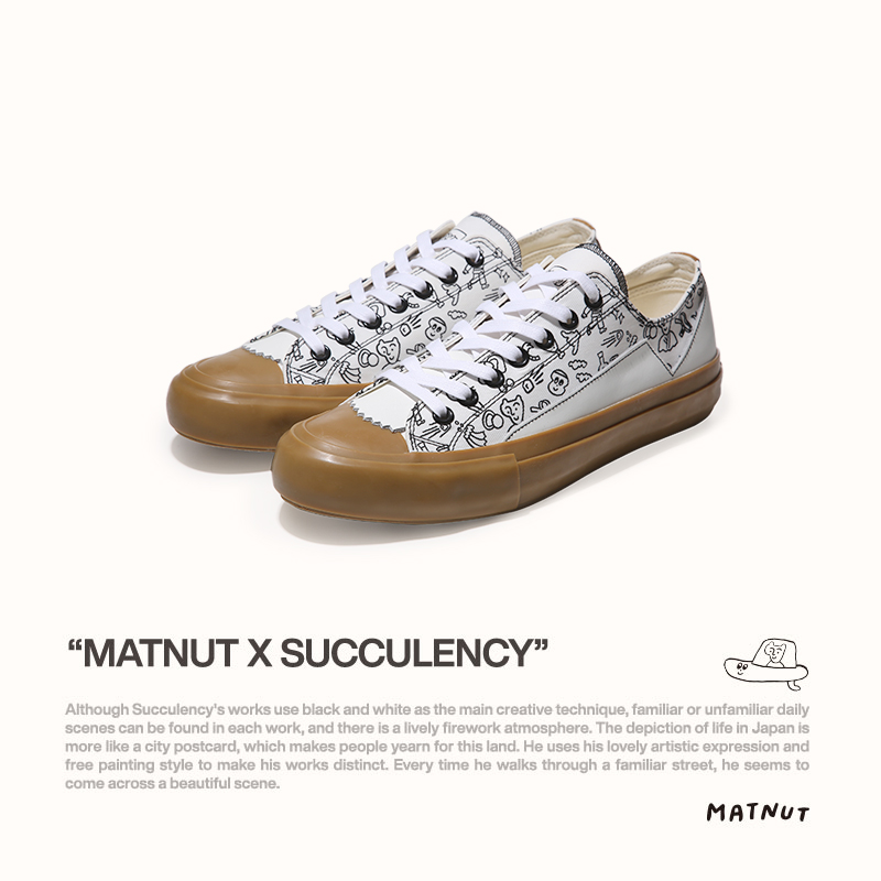 Matnut X Succulency artist illustrations of joint-style rice white brown small crowdstreet dance canvas shoes