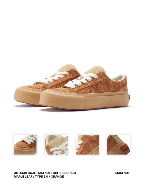 Matnut X of X 24Kgoldn Melard Style Thick-Soled Height-Increasing Orange Maple Leaf Sneakers Bread Shoes