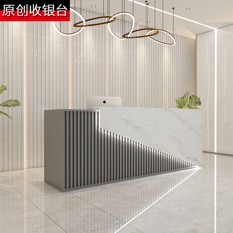 Commercial simple modern beauty salon cashier desk light luxury bar counter cabinet marble company office front desk reception desk