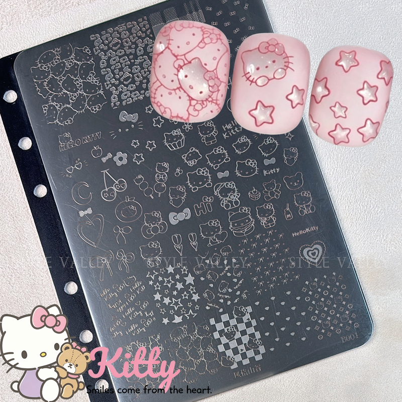 Style Valley Kt Cat Steel Plate Transfer Nail Art Steel Plate Floral Butterfly Fireworks Hollow Christmas Snowflake Tool
