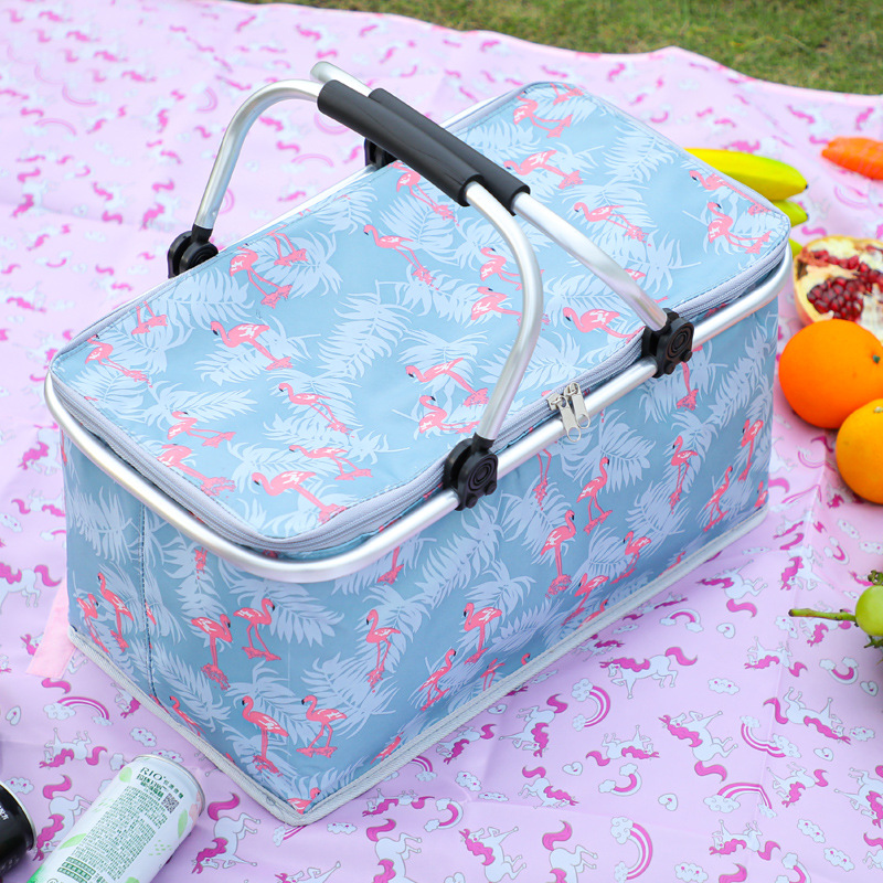 Spring outing picnic basket ins outdoor portable basket with lid to buy vegetable basket portable shopping basket foldable insulation basket ice bag