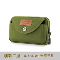 Магнитная пряжка с двумя слоями военного зеленого 6 -дюймового мобильного телефона (горизонтальный)