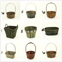 A large collection of unique products - pastoral style home courtyard balcony decoration wooden woven flower pots dried flowers baskets and baskets