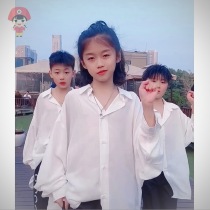 White shirt boy Children CUHK Childrens Street Dance Sensation Long Sleeves Loose 2022 New Spring Dress Girl Shirt Fall