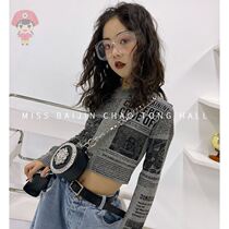 Girl T-shirt tight elastic spring and autumn beat bottom shirt 2022 new autumn clothes for children with short length and long sleeve blouses