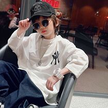 Pure cotton boy long sleeve t-shirt 2022 autumn clothing new children CUHK child Han version white undershirt loose and compassionate T