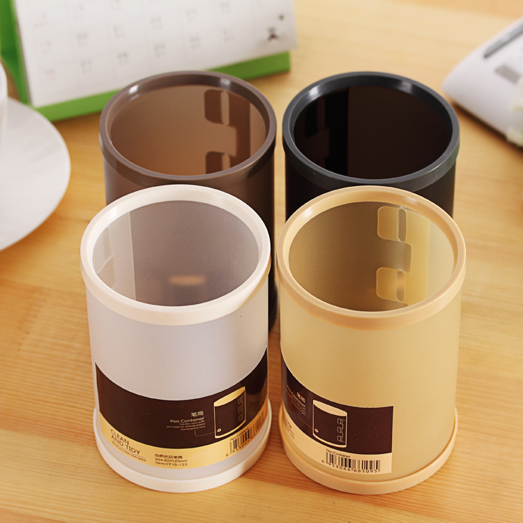 Japan-ROK stationery natural simplicity Joyday style pen holder containing box round creative frosted plastic multifunctional table pen holder