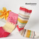 ຖົງຕີນແມ່ຍິງ Renaissance ຍີ່ປຸ່ນ girly striped color matching gradient mid-calf socks gift box ຖົງຕີນຄົນອັບເດດ: ສໍາລັບແມ່ຍິງ