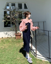 2021 New early spring chic dress light ripe set niche design sense French tea break sweet jumpsuit dress