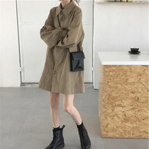 Early autumn 2021 New Net red art students temperament womens chic design sense atmosphere sense shirt dress shirt dress