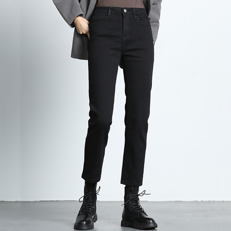 Black Cropped Straight-Leg Jeans for Women, Autumn and Winter, High-Waisted, 2026 New Style, Stretchy, Slimming, Nine-Point Cigarette Pants Black Cropped Straight-Leg Jeans for Women, Autumn and Winter, High-Waisted, 2026 New Style, Stretchy, Slimming, Nine-Point Cigarette Pants