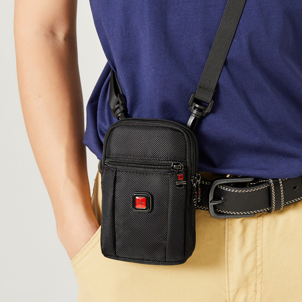 Swiss Army Knife Cell Phone Bag Men's Diagonal Satchel Bag Wearing Leather Belt PURSE STRINGS Universal Multifunction Small Bag Men Bag