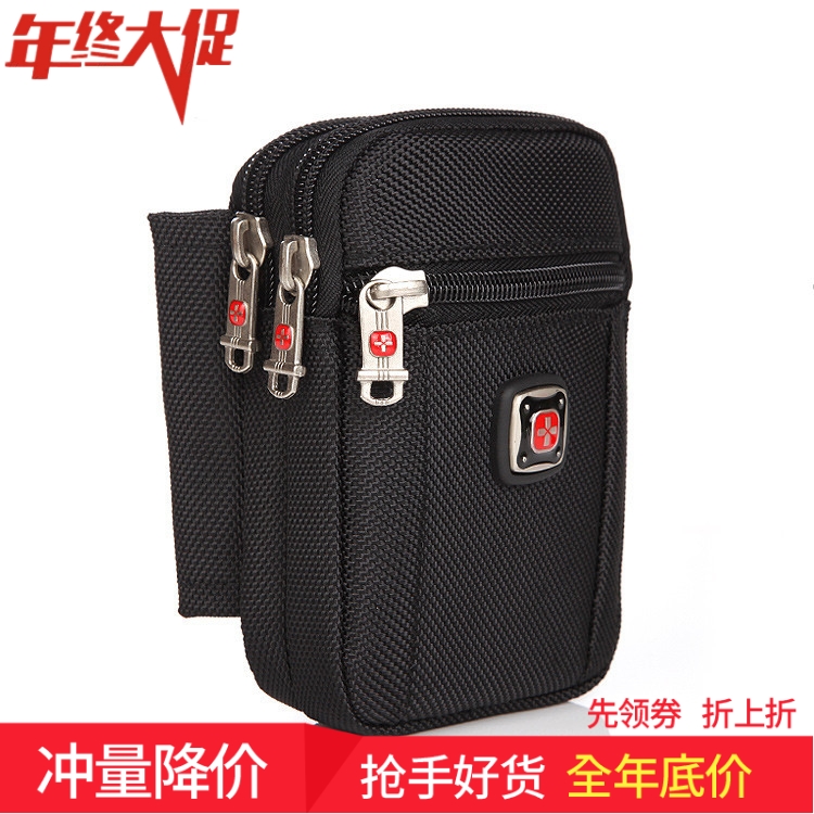 Swiss Army Knife Men's running bag Multifunction Bag Mobile Phone Bag Men Wear Belt Small running bag Canvas Outdoor Sports Satchel Bag