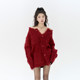 FLOWER72023 Autumn and winter thickened heavy-duty tassel sweater cardigan loose mid-length lazy style wool jacket