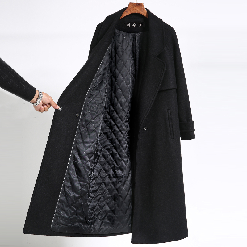 Black Mid-Length Coat for Women, 2025 New Trendy High-End Double-Sided Cashmere Thickened Woolen Coat for Autumn and Winter