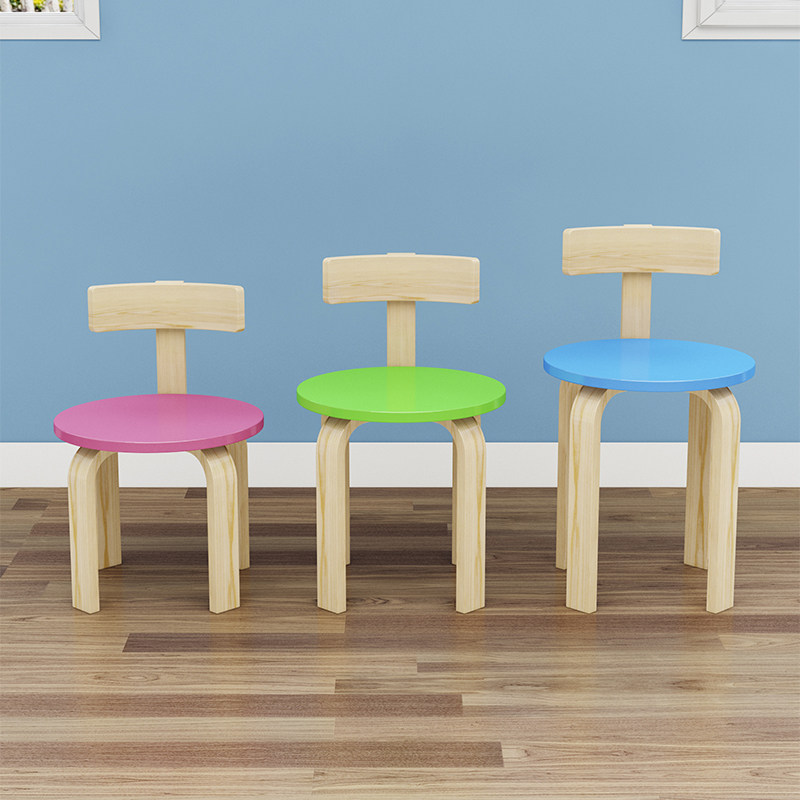 Solid Wood Nursery School Children Chair Leaning Back Chair Painted Gallery Art Gallery Tutoring Training Course Chair
