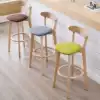 Bar stool Nordic solid wood simple bar stool Retro American front dining room high stool Home backrest bar chair