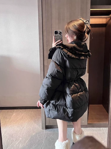 Длинный зимний пуховик с пухом, кукла, утепленная куртка, большой размер, средней длины, коллекция 2023, новая коллекция, кукольный воротник