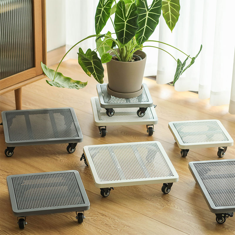 With brake universal wheel mute wheel mobile flower pot pallet iron art thickened special large number square base with rollers