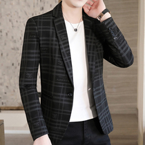 men's casual suit korean style trendy plaid suit spring autumn men's slim youth single west coat thin and handsome