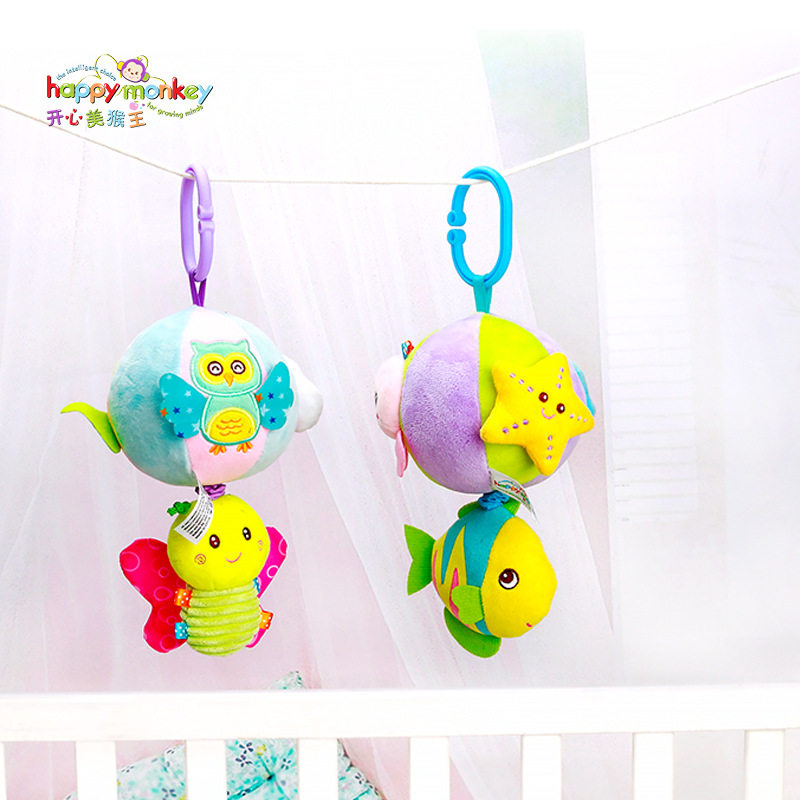 New stereo animal baby music bell puller ball lathe hanging infant toy baby pacify plush bed bell